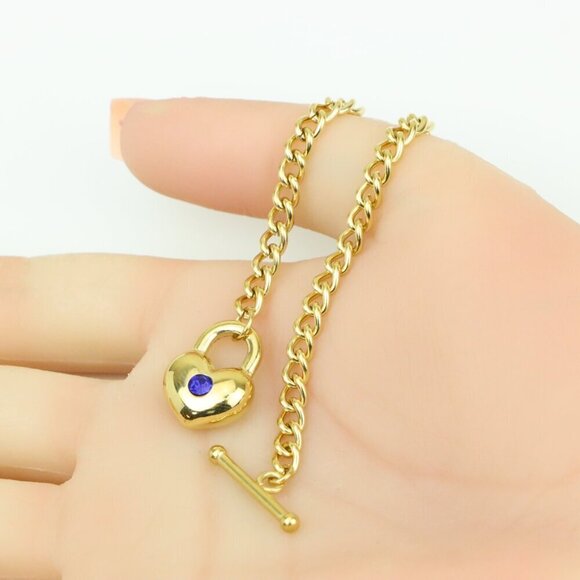 Heart Charm Gold Necklace with Blue Stone – Elegant Chain Style, XPNL0379 - Picture 3 of 13